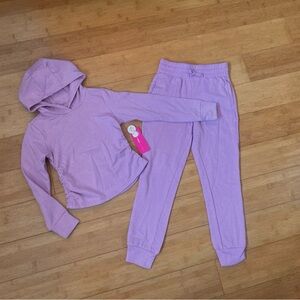 NWT Girls Size 7-8 Purple Yogalicious Actives Outfit -Hoodie Top & Joggers Pants
